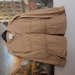 Joie Tan Military Style Peplum Drawstring Jacket